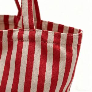 Sac de shopping en toile rayée, écologique, personnalisé avec logo, style français, recyclable, pour femme - Product Image 3