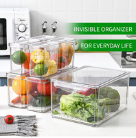 WISHOME 7 pièces, organiseurs de réfrigérateur en PET, bacs de rangement pour aliments avec couvercle, accessoires de cuisine