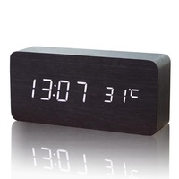 Digital Jam Alarm Kreatif Fashion dengan Suhu Ruangan dan Kelembaban Kayu Digital Jam Meja Kayu Desktop Watch