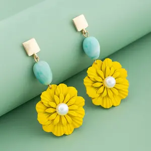 korean style women earrings girls jewelry newest flower dangling earrings moon earrings wholesale