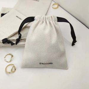 Sac à cordon en coton et lin personnalisé avec logo pour boucles d'oreilles, colliers, parfums – Pochette réutilisable pour bijoux et petits objets - Product Image 6