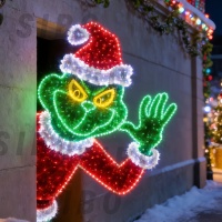 Decoración Luminosa LED con Motivo de Grinch para Exteriores, Personalizable en 2D y 3D, Luces Navideñas para Jardín y Exhibiciones Festivas