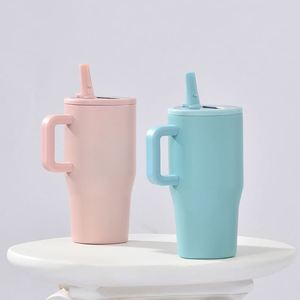 Custom Labubu Print Cup 20oz 30oz 40oz Flip <b>Straw</b> Tumbler Stainless Steel Thermal Car Cup with Handle - Product Image 5