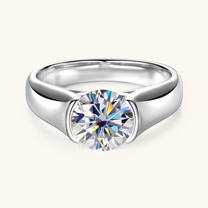 Gioielli Chasau per Donna e Uomo, Anello di Fidanzamento in Argento Sterling 925 con Moissanite Solitario da 2 Carati, Pietra Centrale da 8mm - Product Image 3