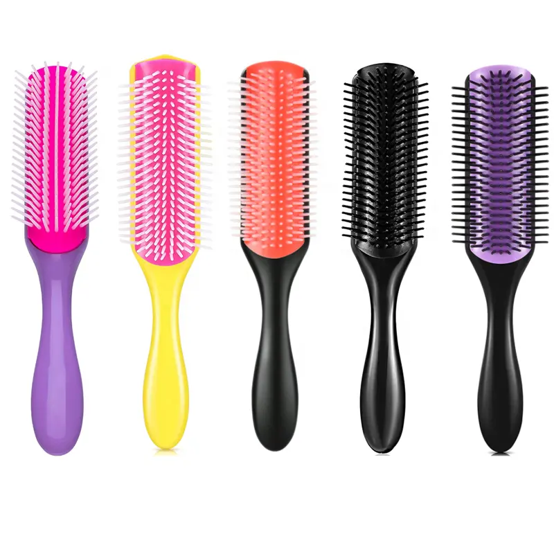 7 Kleuren Detangling Hair Brush Voor Vrouwen Krullend Haar 9 Rij Klassieke Styling Borstel Voor Detangling Hair Extension Borstel