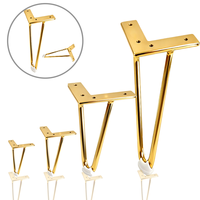 Pieds de meubles à barres d'armature à deux pieds en forme de V pour salle à manger Pieds de ferronnerie à deux branches pour tables de chevet Tables basses Armoires de télévision