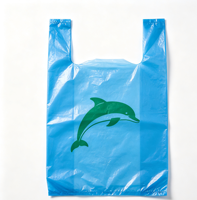 Sac de courses en plastique bleu en PEHD, personnalisé, à motif animalier, couleur unie, pour la vente en gros