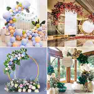 ชุดอุปกรณ์ตกแต่งซุ้มโค้งโลหะสีทองสำหรับงานแต่งงาน งานวันเกิด ขนาด 7.2 ฟุต/6.6 ฟุต/6 ฟุต/5 ฟุต พร้อมขาตั้งวงกลมสำหรับฉากหลัง - Product Image 3