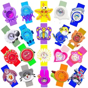 Jam tangan anak laki-laki perempuan, gaya silikon Digital hewan kartun 3D lucu gelang slap murah hadiah jam tangan untuk anak-anak