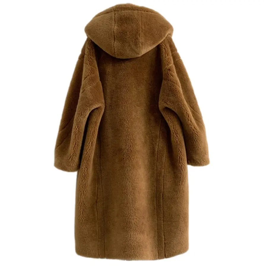 Plus size roupas masculinas grossas quentes vetements en laine lã camurça forro pele com capuz com capuz teddy shearling casaco longo