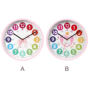 Horloge murale colorée horloge d'apprentissage silencieuse 10 pouces heure d'enseignement horloge pour chambre salle de jeux salle de classe enfants Parents