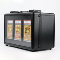 Hochwertige Aluminium-Sammelkarten-Aufbewahrungsbox mit 3 Fächern, BGS- und SGC-kompatibel, wasserdicht, mit Knopfverschluss, für Trading Cards