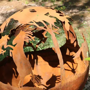 Palla da fuoco da giardino fatta a mano in acciaio corten fire pit balls fire ball outdoor