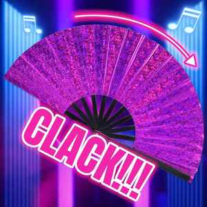 Abanico Plegable Grande con Brillo Holográfico, Abanico de Mano Decorativo para Fiestas, Festivales, Clubes, Bailes y Espectáculos - Product Image 1
