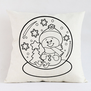 Nouveau noël oreiller bricolage coloration taie d'oreiller père noël peint à la main graffiti oreiller <span class=keywords><strong>coussin</strong></span> peint cadeau - Product Image 2