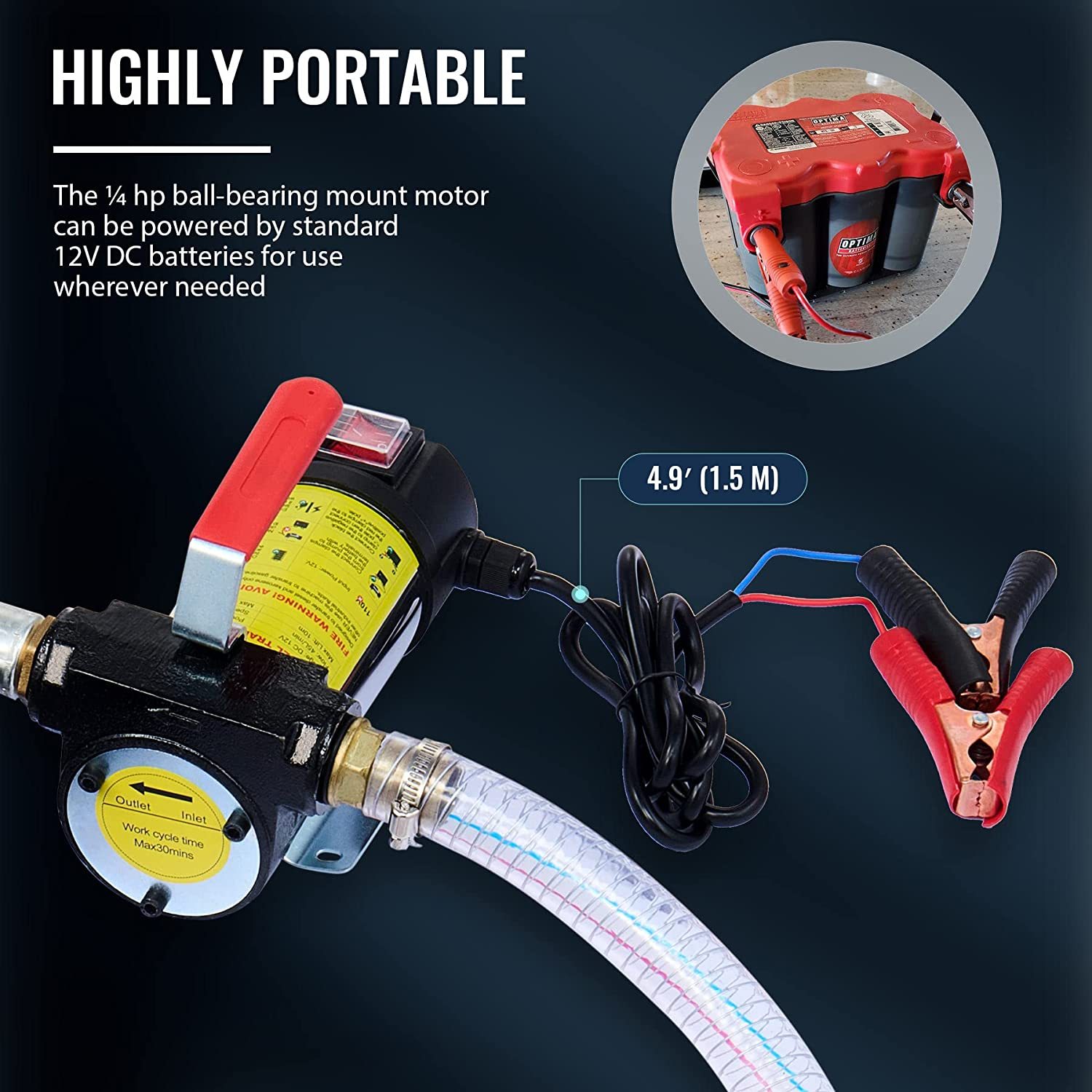 12 Volt Portable DC Electric Fuel Transfer Diesel Variable Speed Pump for Transfer of Diesel, Corner Oil, Machine and Transforme · image 2