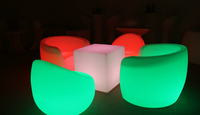 Ensemble de meubles LED rechargeables à énergie solaire Tabouret de bar carré Chaises Tables Télécommande RVB Décorations Saint Valentin