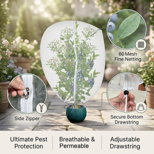 Filet de protection contre <span class=keywords><strong>les</strong></span> oiseaux et <span class=keywords><strong>les</strong></span> insectes pour arbres fruitiers, double fermeture éclair et cordon de serrage, filet de <span class=keywords><strong>jardin</strong></span> pour myrtilles, barrière en maille réutilisable - Product Image 5