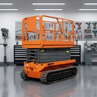 Plateforme de travail élévatrice mobile hydraulique à ciseaux sur chenilles tout-terrain