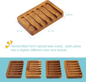 Boîte à savon en bois au design cascade inclinée, porte-savon <span class=keywords><strong>de</strong></span> bain en bois naturel, plateau créatif et tendance, anti-moisissure, avec drain. - Product Image 3