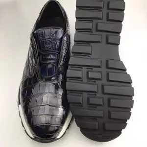 Chaussures de luxe en cuir de Crocodile faites à la main, Style marche, chaussures de sport antidérapantes, baskets de mode personnalisées pour hommes