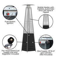 2025 radiateurs de patio à gaz décoratifs pyramide à gaz tour en acier inoxydable debout platine chauffage intelligent chauffage de patio à gaz avec CE