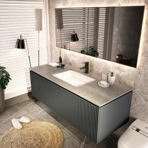 Mueble de Baño Moderno de Lujo en Madera Maciza Lacada con Lavabo de Cerámica, Espejo Inteligente, Combinación de Espejo y Mueble - Product Image 5