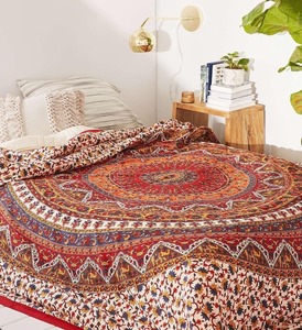 Mandala Bohemian Psychedelic <b>Floral</b> Kerala Tapestry | Indian Handicraft <b>Bedspread</b> Wall Hanging Tapestry 54x84 Inches - Product Image 6
