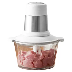 Molinillos de comida para cocina, cuenco de vidrio grueso, pequeño, el mejor picador de carne automático, 2L, eléctrico, a la venta