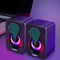 Mini Altavoces Portátiles de Plástico con Cable USB 2.0 y Luz LED de 7 Colores para PC de Escritorio
