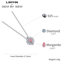Pendentif en forme de coeur Bijoux en argent Morgan Pink Heart Charm Silver 925 Sterling Luxury Necklace