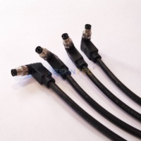 Conector Industrial de Aviación M8 de 4 Pines Macho a Hembra, Impermeable, Código M8, Conector de Codo Blindado para Señal