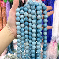 Perles de pierre naturelle Tactful Brand 4-12 mm, Larimar rond, pierres précieuses en vrac, couleur bleu peinture, pour la fabrication de bijoux