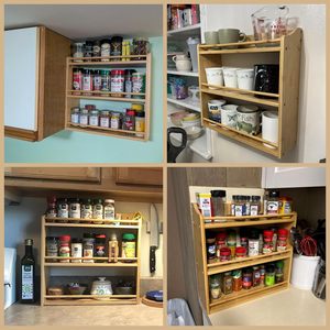 Ripiano per scrofe in bambù a 3 livelli con vasetti per condimenti 5.11 da cucina montabile a parete \ "D X 15.74 \" W X 16.53 \ "H ripiano - Product Image 6