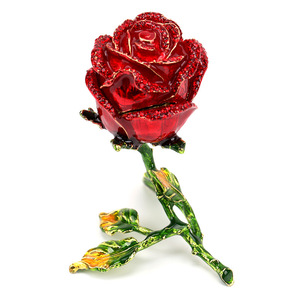Caja de baratija de joyería de flor de Rosa esmaltada pintada a mano, regalo único con bisagras decorativas para el <span class=keywords><strong>hogar</strong></span>, almacenamiento de anillos para el Día de San Valentín - Product Image 5