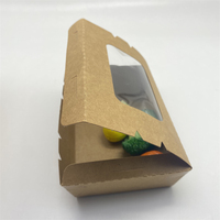 Boîte à salade jetable en papier kraft pour emballage alimentaire avec fenêtre transparente anti-buée pour sushis et salades