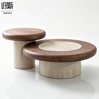 Table basse moderne convertible et mobile, plateau en placage de noyer, structure en bois, fabrication artisanale, durable, écologique, meubles de salon