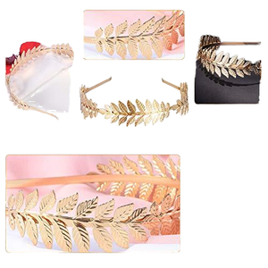 Ikat kepala mahkota daun logam Fashion baru cantik sederhana royal mahkota rambut ikat kepala wanita perempuan aksesori rambut hiasan kepala - Product Image 2