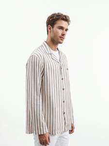 Set <span class=keywords><strong>pigiama</strong></span> personalizzato da <span class=keywords><strong>uomo</strong></span> in lino 100% per adulti <span class=keywords><strong>camicia</strong></span> a maniche lunghe e <span class=keywords><strong>pigiama</strong></span> a fondo lungo per <span class=keywords><strong>uomo</strong></span> - Product Image 2