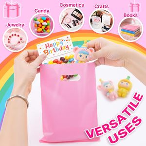 Pink Plastic <b>Gift</b> <b>Bags</b> 8x11in Die Cut Handles 50 Pcs For Party Favors Wedding Birthday Anniversary - Product Image 4