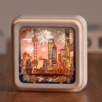 Lampe de nuit LED créative personnalisée en papier découpé 3D, magnétique, pour chambre à coucher, cadeau souvenir touristique, fabricant