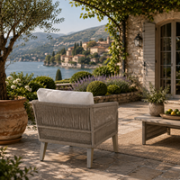Ensemble de salon de jardin de luxe résistant aux intempéries en aluminium et corde, 4 pièces, avec canapé et chaises profondes