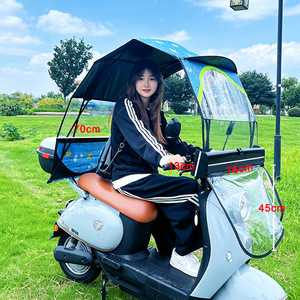 Electric Scooter Folding Canopy 70cm Automatic Retractable Sunshade With Rain Protection For Electric Vehicle Summer Use - Product Image 1