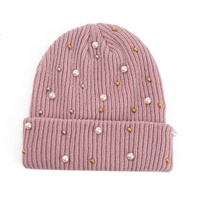 Bonnet tricoté de haute qualité pour femme, orné de perles et de strass, avec revers côtelé doux, chaud pour l'hiver, idéal pour le quotidien et la ville