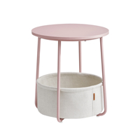 Table basse ronde moderne VASAGLE, petite table d'appoint avec panier en tissu pour salon