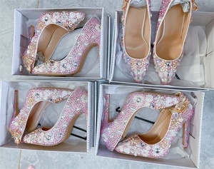 Nouvelles sandales à talons hauts ornées de strass, élégantes et luxueuses, pour mariage, banquet, soirée, robes de femmes, chaussures à talons aiguilles pointus - Product Image 4