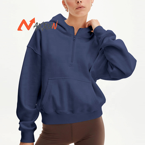 Sudaderas de gimnasio para mujer con suéter con cremallera 1/4 de talla grande holgado informal con capucha Y2K con un bolsillo conveniente - Product Image 3