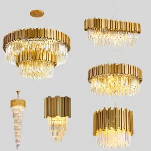 Lampadari moderni nordici di grandi dimensioni per soffitti alti lampade a sospensione a soffitto in cristallo illuminazione lampadario in cristallo