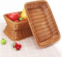 Panier à pain et à fruits en rotin PP tressé fait main, écologique, durable, imperméable, design nordique moderne, gain de place, vente en gros