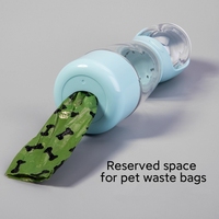 Gourde portable en plastique étanche pour animaux de compagnie avec distributeur d'eau et de nourriture 3-en-1 pour chiens et chats
